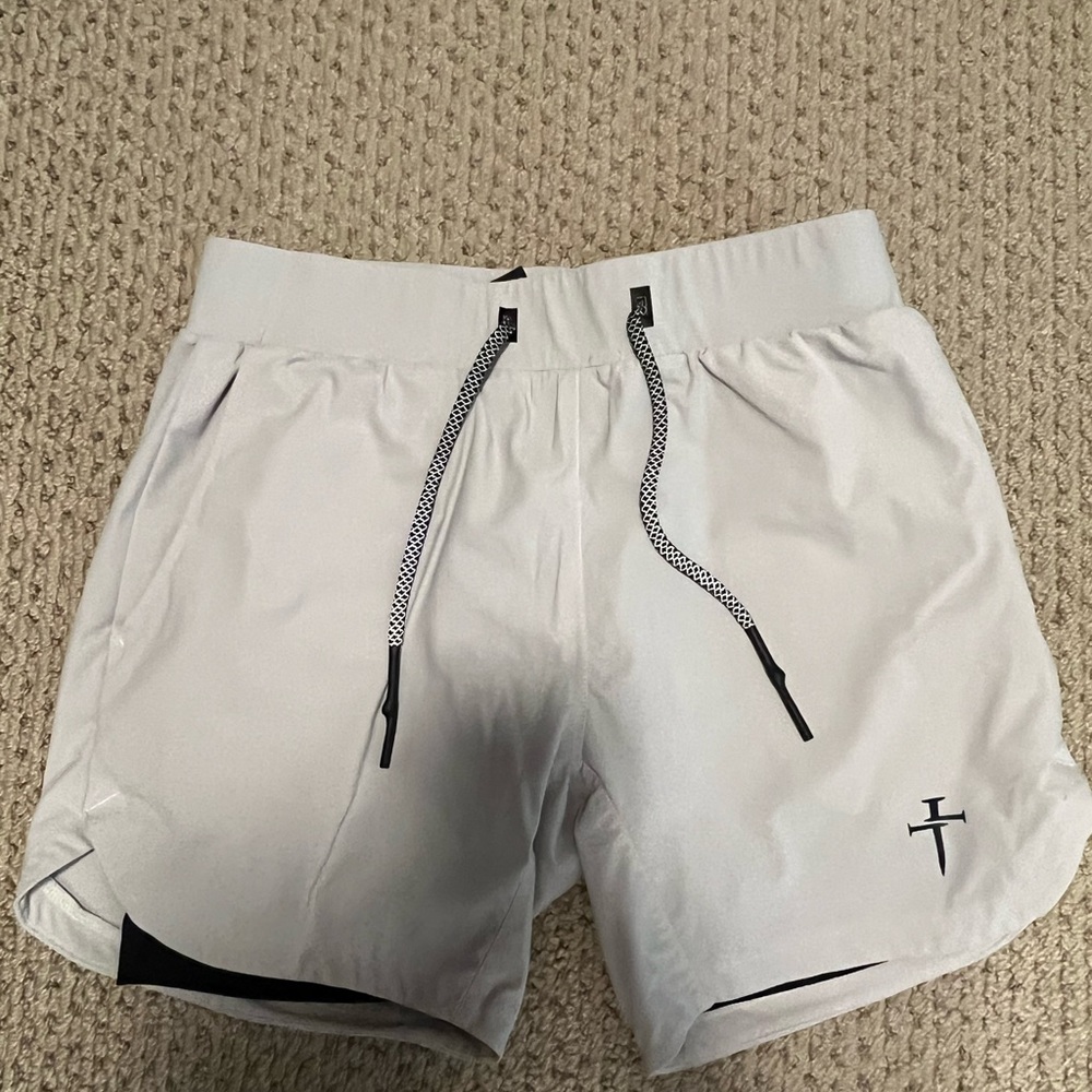 White Athletic Shorts with Drawstring